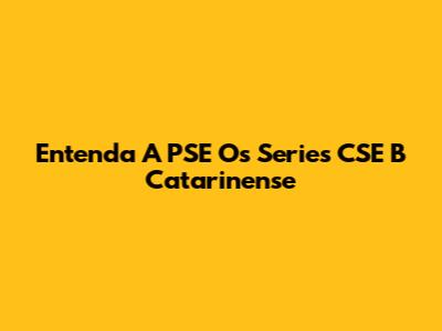 Entenda A PSE Os Series CSE B Catarinense