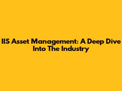 IIS Asset Management: A Deep Dive Into The Industry
